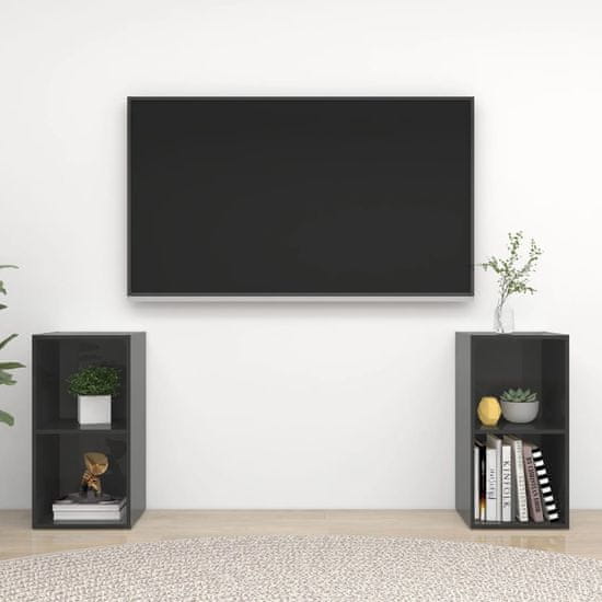 Vidaxl TV omarice 2 kosa visok sijaj sive 72x35x36,5 cm iverna plošča