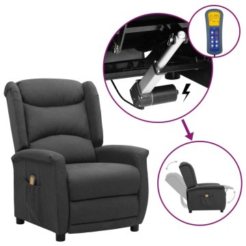 Vidaxl Masažni stol s funkcijo vstajanja temno sivo blago