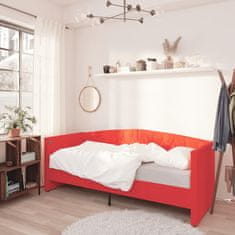 shumee Dnevna postelja z vzmetnico USB vinsko rdeč žamet 90x200 cm