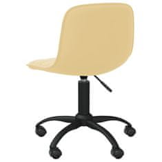 Vidaxl Vrtljivi pisarniški stol, krem barve, oblazinjen z žametom