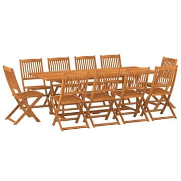 Vidaxl Vrtna jedilna garnitura 11-delna 220x90x75cm trden akacijev les