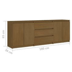 Vidaxl Stranska omarica medeno rjava 180x36x65 cm trdna borovina