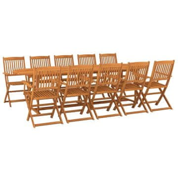 Vidaxl Vrtna jedilna garnitura 11-delna 280x90x75cm trden akacijev les