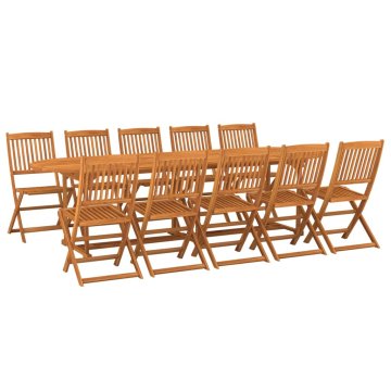 Vidaxl Vrtna jedilna garnitura 11-delna 280x90x75cm trden akacijev les
