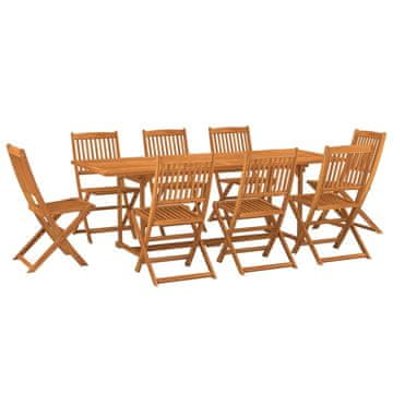 Vidaxl Vrtna jedilna garnitura 9-delna 220x90x75 cm trden akacijev les