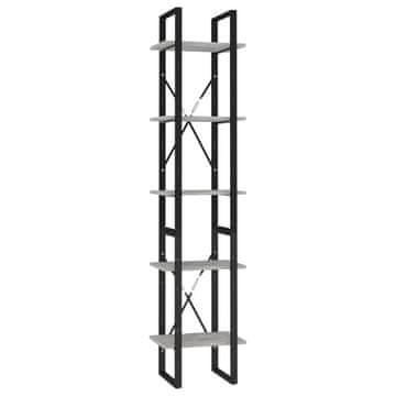 Vidaxl Knjižna omara 5-nadstropna betonsko siva 40x30x175 cm inž. les