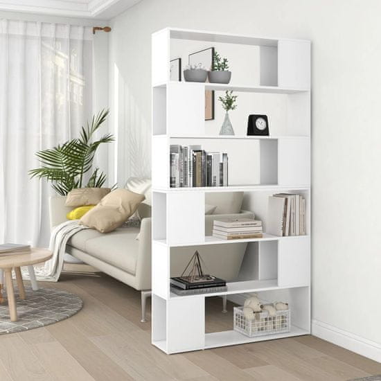 Greatstore Knjižna omara za razdelitev prostora bela 100x24x188 cm