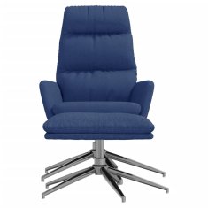Vidaxl Stol za sproščanje s stolčkom modro blago