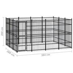 Vidaxl Zunanji pasji boks jeklo 11,06 m²