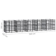 Vidaxl Zunanji pasji boks jeklo 18,43 m²