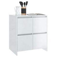 Vidaxl Komoda 2 kosa visok sijaj bela 70x41x75 cm iverna plošča