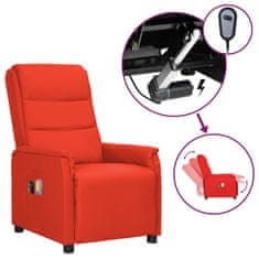 Vidaxl Električni masažni stol, nagibni, rdeč, eko usnje