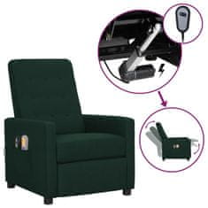 Vidaxl Električni zložljivi masažni stol, temno zelen, tkanina