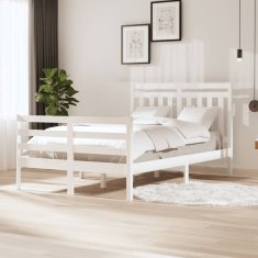 Vidaxl Posteljni okvir bel iz trdnega lesa 120x190 cm 4FT