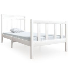 Vidaxl Posteljni okvir bel iz trdnega lesa 90x190 cm 3FT6