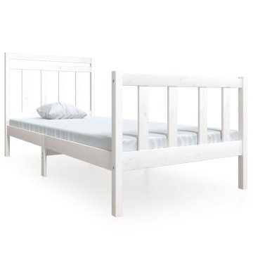 Vidaxl Posteljni okvir bel iz trdnega lesa 90x190 cm 3FT6