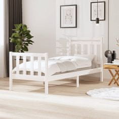 Vidaxl Posteljni okvir bel iz trdnega lesa 90x190 cm 3FT6