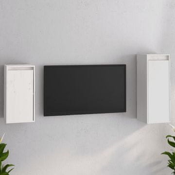 Vidaxl vidaXL TV omarice, komplet 2 kosov, bele, masivni borov les