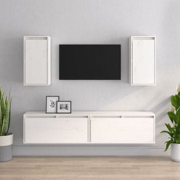 Vidaxl vidaXL TV omarice, komplet 4 kosov, bele, masivni borov les