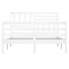 Vidaxl Posteljni okvir bel iz trdnega lesa 135x190 cm 4FT6