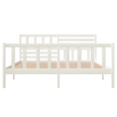 Vidaxl Posteljni okvir bel iz trdnega lesa 140x190 cm