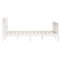 Vidaxl Posteljni okvir bel iz trdnega lesa 140x190 cm