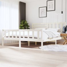 Vidaxl Posteljni okvir bel iz trdnega lesa 200x200 cm