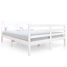 Vidaxl Posteljni okvir bel iz trdnega lesa 140x190 cm