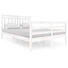 Vidaxl Posteljni okvir bel iz trdnega lesa 140x200 cm