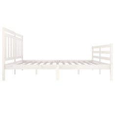 Vidaxl Posteljni okvir bel iz trdnega lesa 140x200 cm