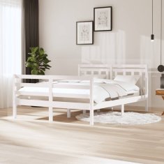 Vidaxl Posteljni okvir bel iz trdnega lesa 140x200 cm