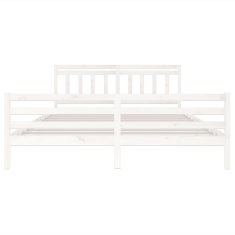 Vidaxl Posteljni okvir bel iz trdnega lesa 200x200 cm