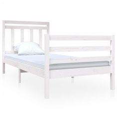 Vidaxl Posteljni okvir bel iz trdnega lesa 90x190 cm 3FT