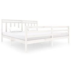 Vidaxl Posteljni okvir bel iz trdnega lesa 200x200 cm