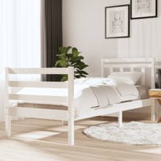 Vidaxl Posteljni okvir bel iz trdnega lesa 90x200 cm