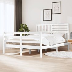 Vidaxl Posteljni okvir bel iz trdnega lesa 120x200 cm