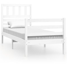 Vidaxl Posteljni okvir bel iz trdnega lesa 90x200 cm