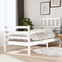 Vidaxl Posteljni okvir bel iz trdnega lesa 90x200 cm