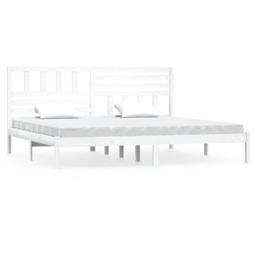 Vidaxl Posteljni okvir bel iz borovine 200x200 cm