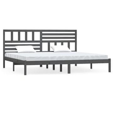 Vidaxl Posteljni okvir siv iz borovine 200x200 cm