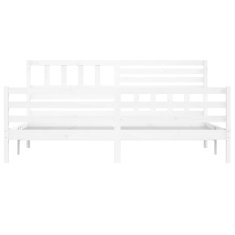 Vidaxl Posteljni okvir bel iz trdnega lesa 180x200 cm 6FT