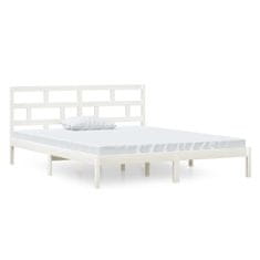 Vidaxl Posteljni okvir bel iz trdnega lesa 120x190 cm 4FT