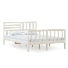 Vidaxl Posteljni okvir bel iz trdnega lesa 140x200 cm