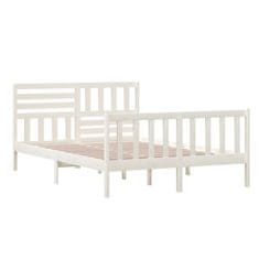 Vidaxl Posteljni okvir bel iz trdnega lesa 140x200 cm