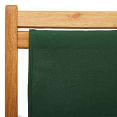Greatstore Zložljiv stol za na plažo evkaliptusov les in zeleno blago