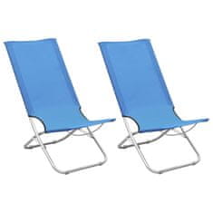 Vidaxl Zložljivi stoli za na plažo 2 kosa modro blago