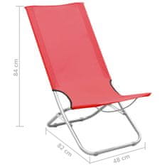 Vidaxl Zložljivi stoli za na plažo 2 kosa rdeče blago