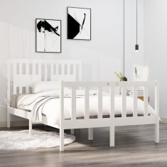 Vidaxl Posteljni okvir bel iz trdnega lesa 120x190 cm 4FT