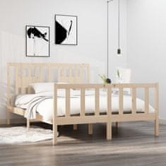 Vidaxl Posteljni okvir iz trdnega lesa 135x190 cm 4FT6
