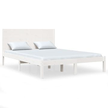 Vidaxl Posteljni okvir bel iz trdnega lesa 120x190 cm 4FT